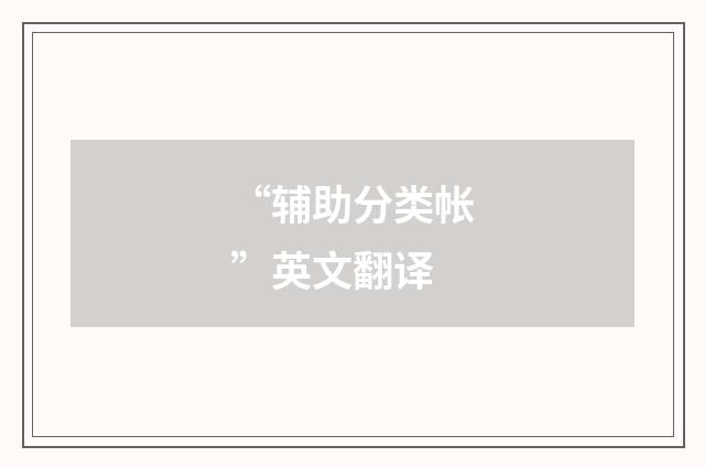 “辅助分类帐”英文翻译