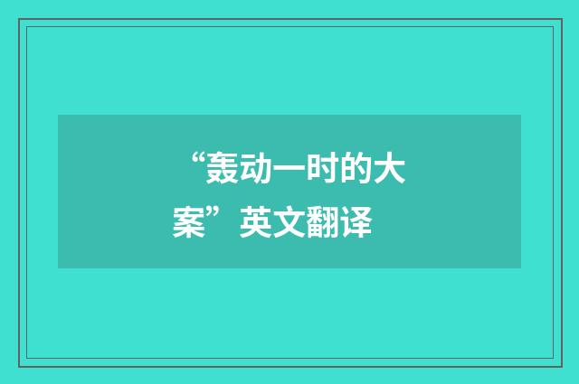“轰动一时的大案”英文翻译