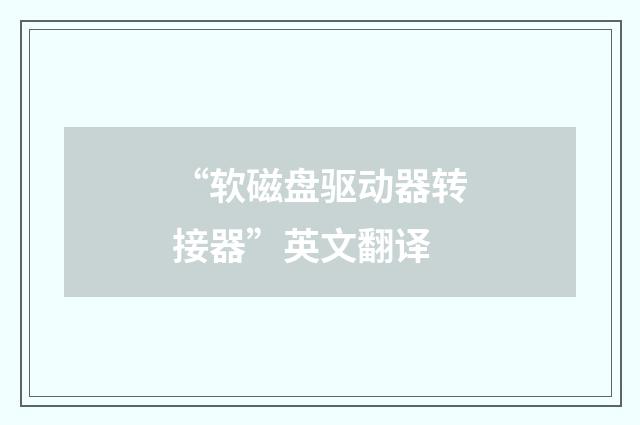 “软磁盘驱动器转接器”英文翻译