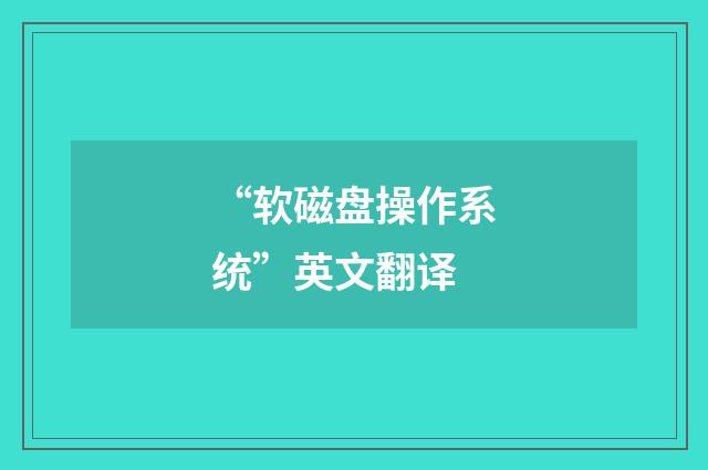 “软磁盘操作系统”英文翻译