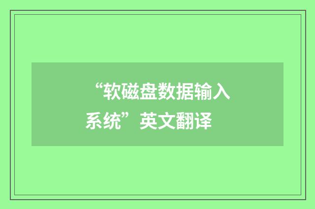 “软磁盘数据输入系统”英文翻译