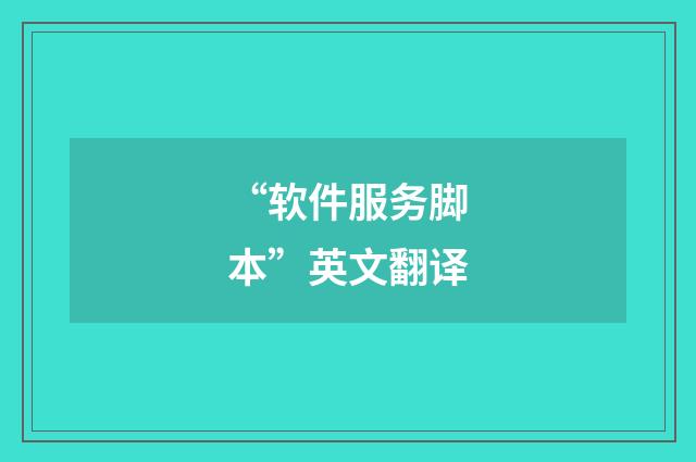“软件服务脚本”英文翻译