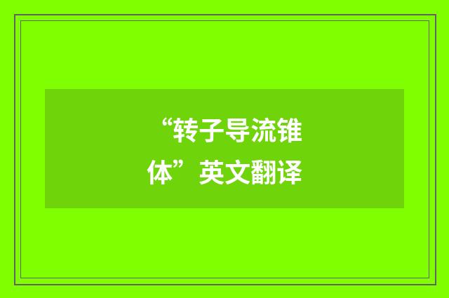 “转子导流锥体”英文翻译