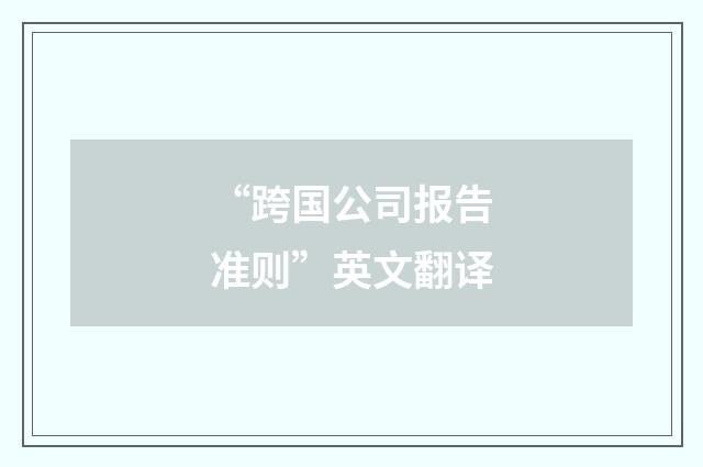 “跨国公司报告准则”英文翻译