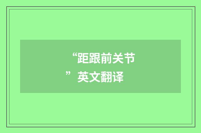 “距跟前关节”英文翻译