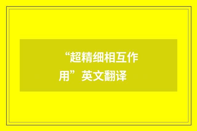 “超精细相互作用”英文翻译