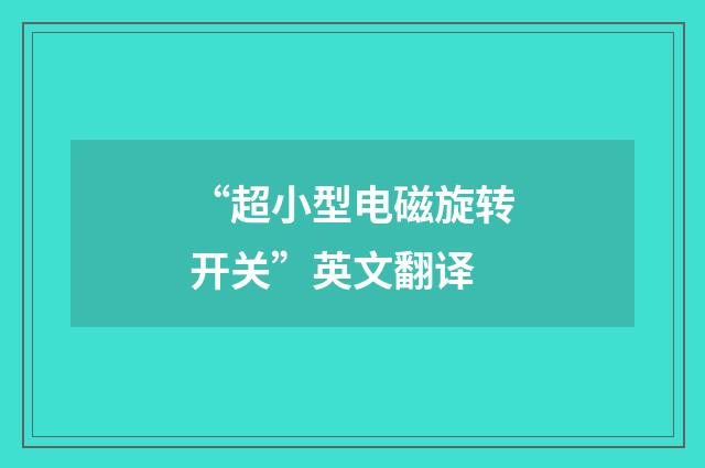“超小型电磁旋转开关”英文翻译