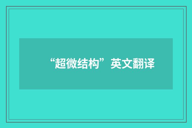 “超微结构”英文翻译