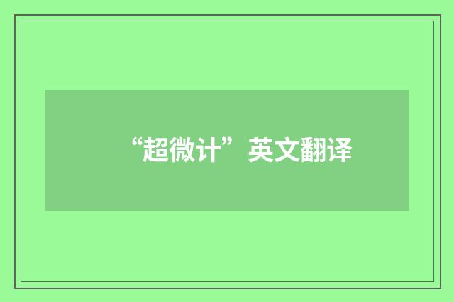 “超微计”英文翻译