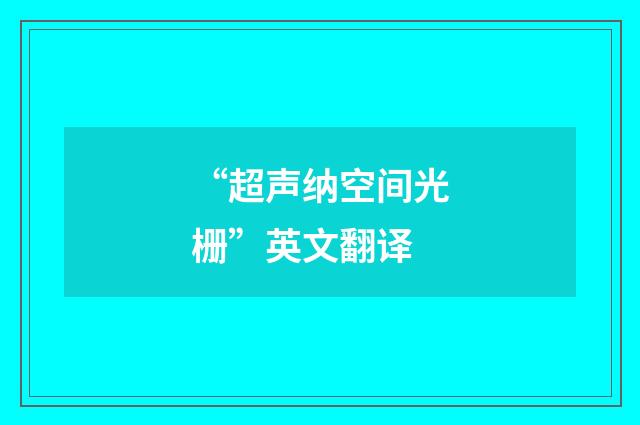 “超声纳空间光栅”英文翻译