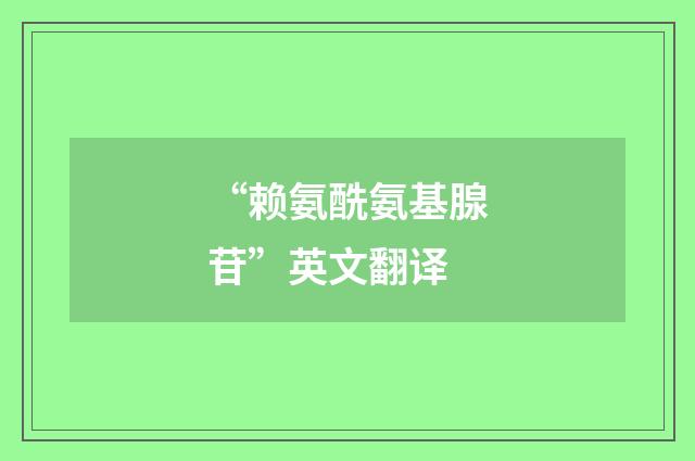 “赖氨酰氨基腺苷”英文翻译