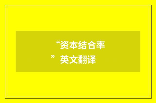 “资本结合率”英文翻译