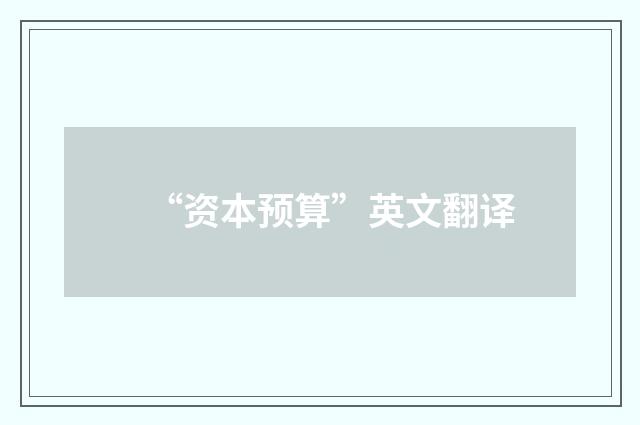 “资本预算”英文翻译