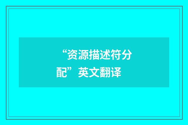 “资源描述符分配”英文翻译