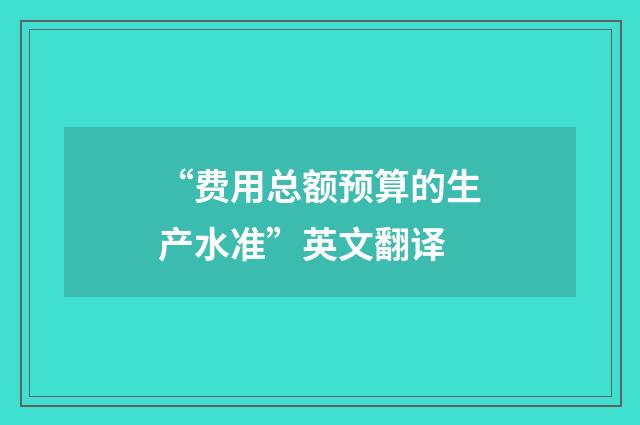 “费用总额预算的生产水准”英文翻译
