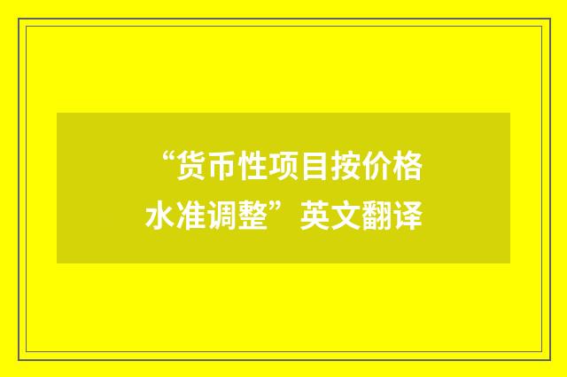 “货币性项目按价格水准调整”英文翻译