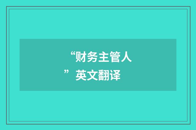 “财务主管人”英文翻译