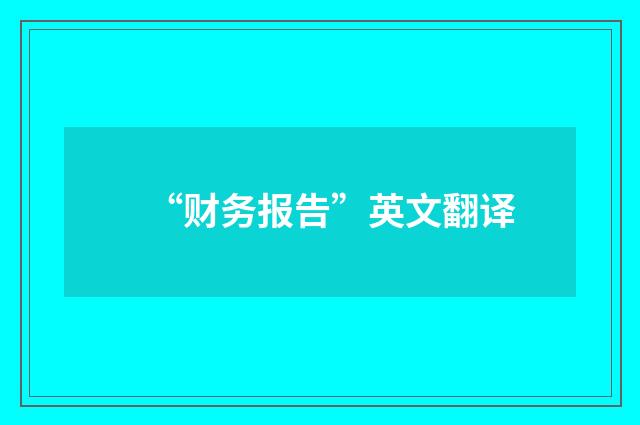 “财务报告”英文翻译