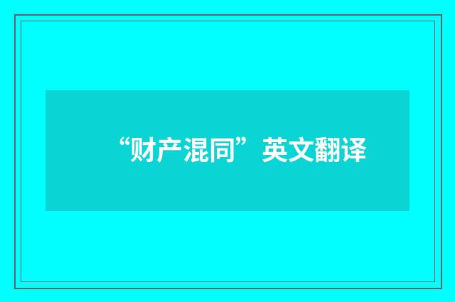 “财产混同”英文翻译