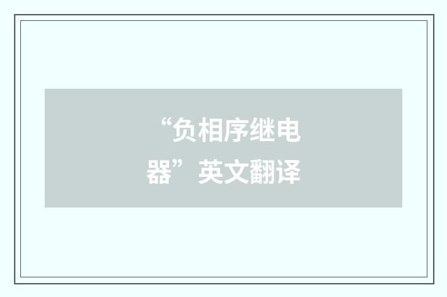 “负相序继电器”英文翻译