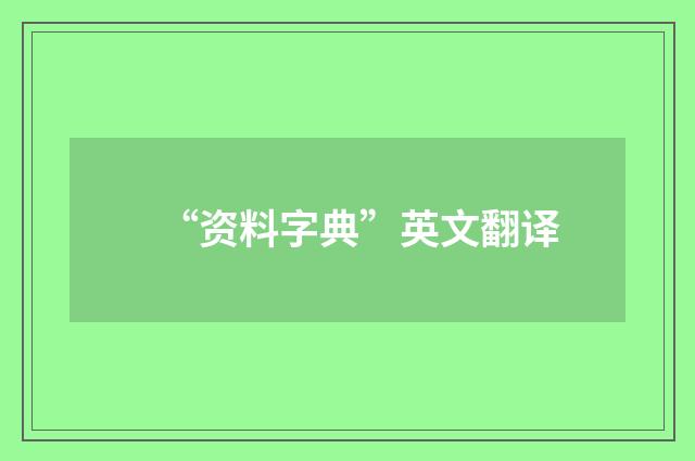 “资料字典”英文翻译