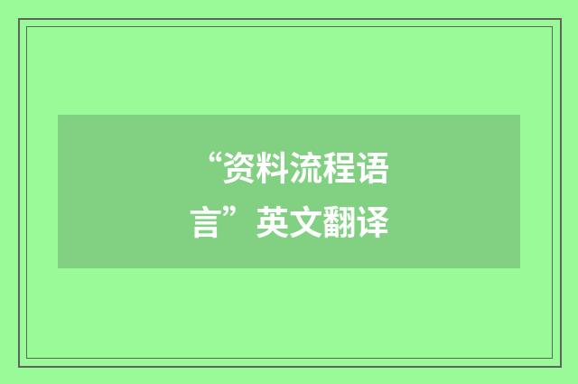 “资料流程语言”英文翻译