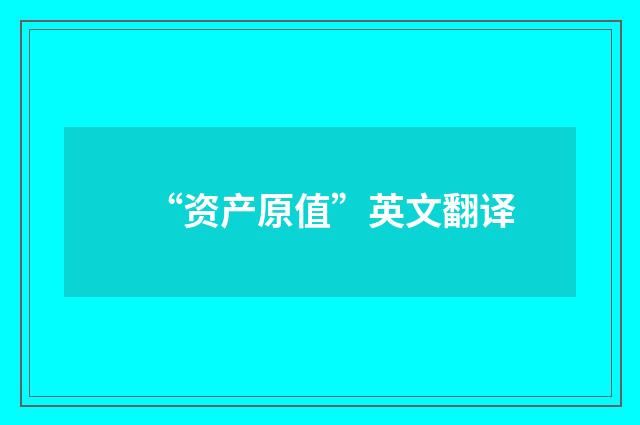 “资产原值”英文翻译