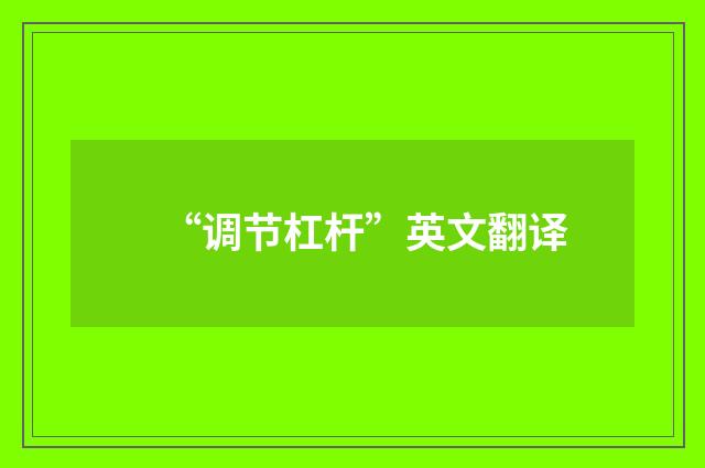 “调节杠杆”英文翻译