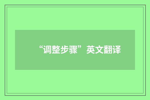 “调整步骤”英文翻译