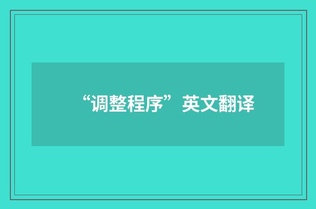 “调整程序”英文翻译