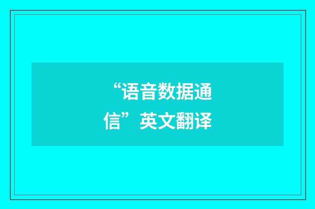 “语音数据通信”英文翻译