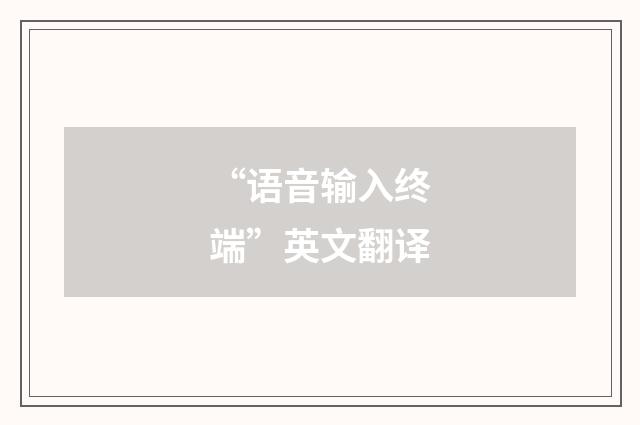 “语音输入终端”英文翻译