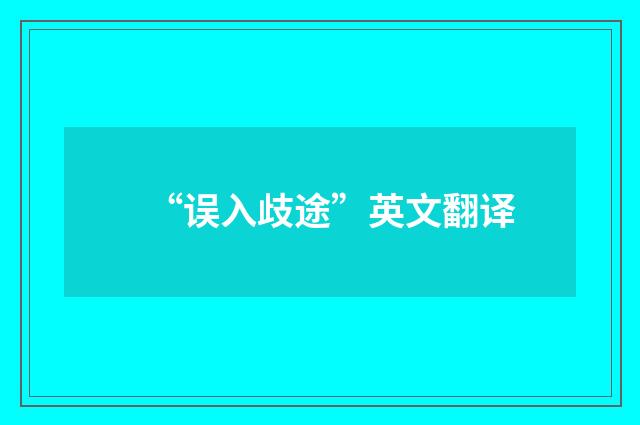 “误入歧途”英文翻译