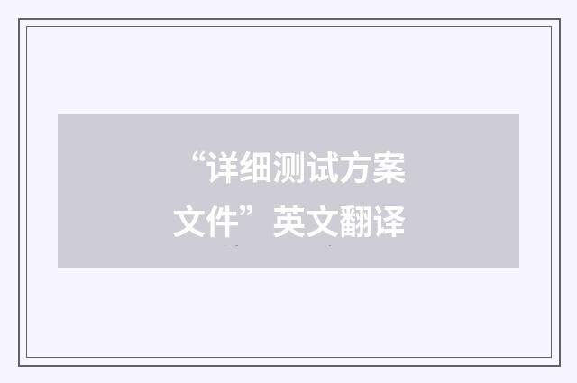 “详细测试方案文件”英文翻译