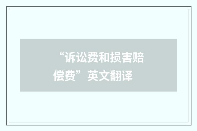 “诉讼费和损害赔偿费”英文翻译