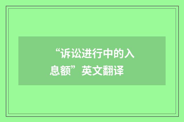 “诉讼进行中的入息额”英文翻译