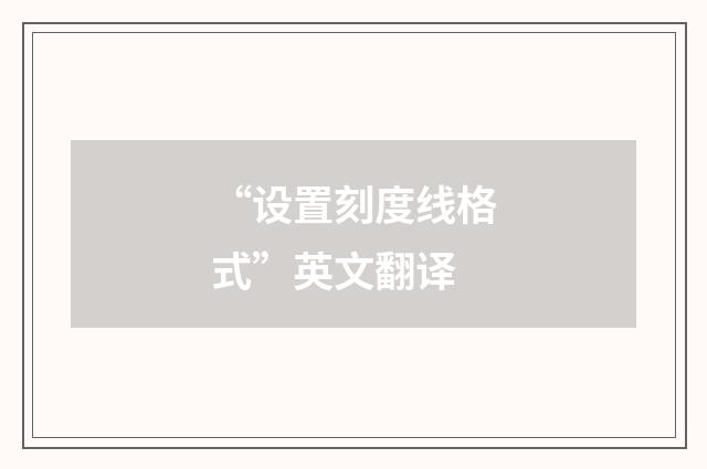 “设置刻度线格式”英文翻译