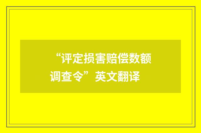 “评定损害赔偿数额调查令”英文翻译