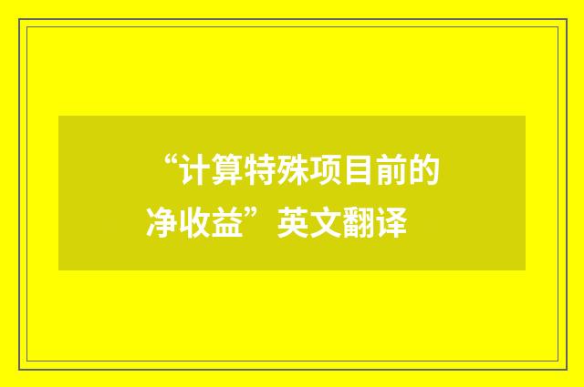 “计算特殊项目前的净收益”英文翻译