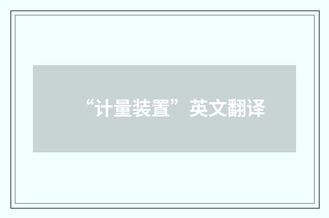 “计量装置”英文翻译