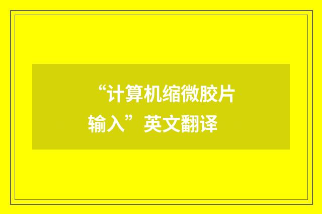“计算机缩微胶片输入”英文翻译