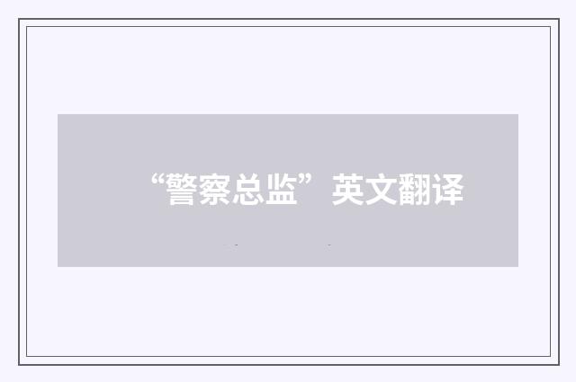 “警察总监”英文翻译
