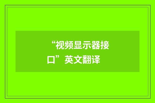 “视频显示器接口”英文翻译