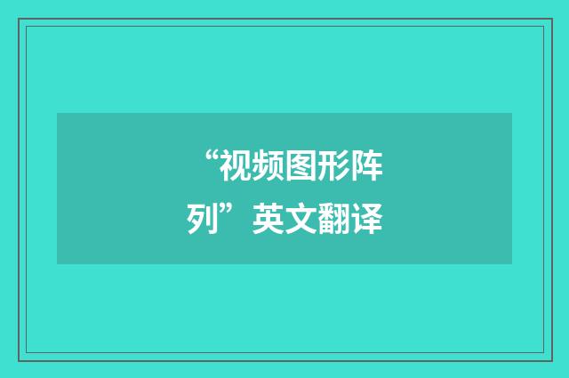 “视频图形阵列”英文翻译