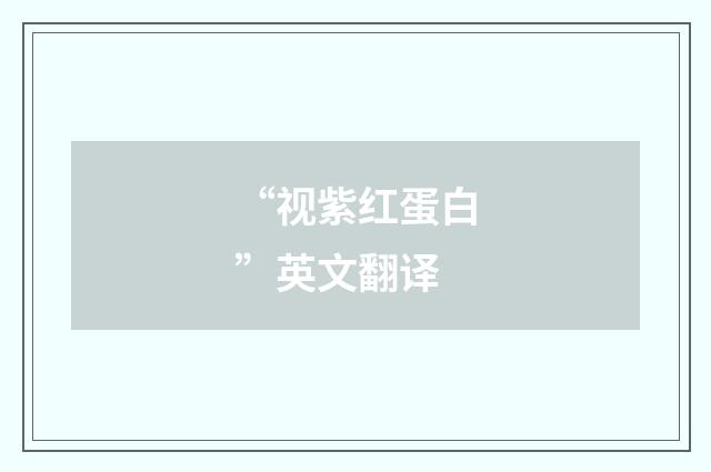 “视紫红蛋白”英文翻译