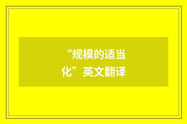 “规模的适当化”英文翻译