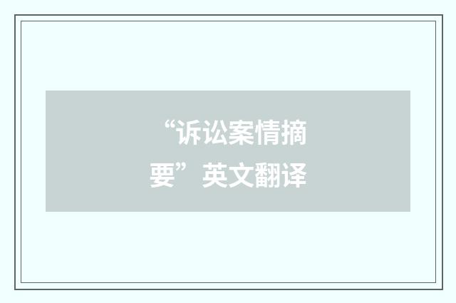 “诉讼案情摘要”英文翻译