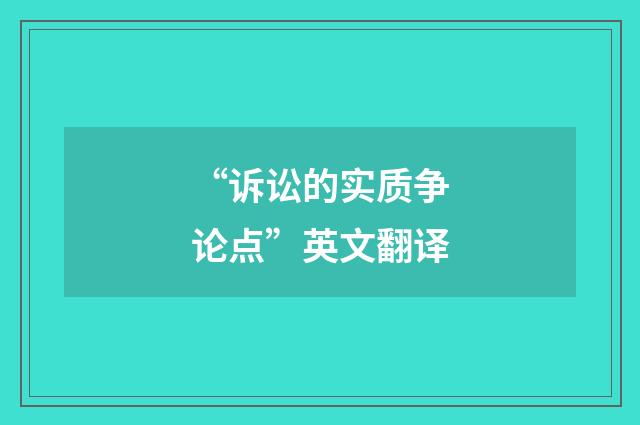 “诉讼的实质争论点”英文翻译