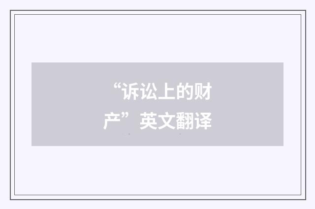“诉讼上的财产”英文翻译