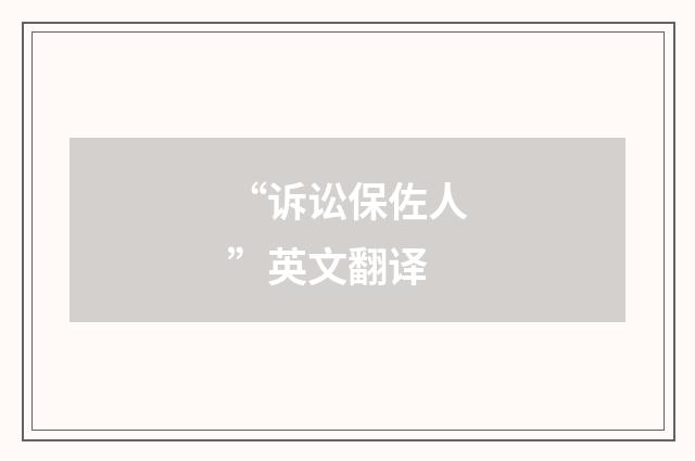 “诉讼保佐人”英文翻译